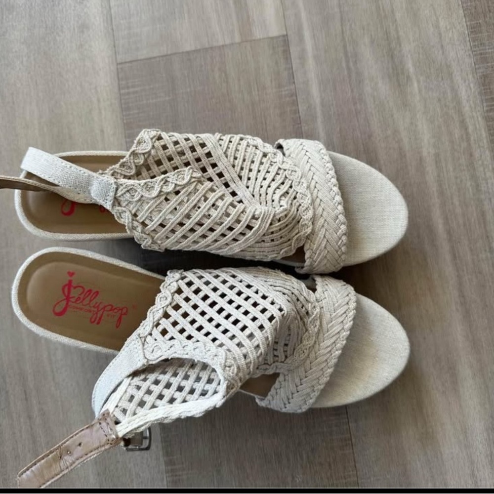 Cream Mesh Open-Toe Sandals for Summer